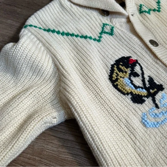 1960’s Tundra Virgin Wool Knit Cardigan fish cozy cabin aesthetic - Picture 7 of 9